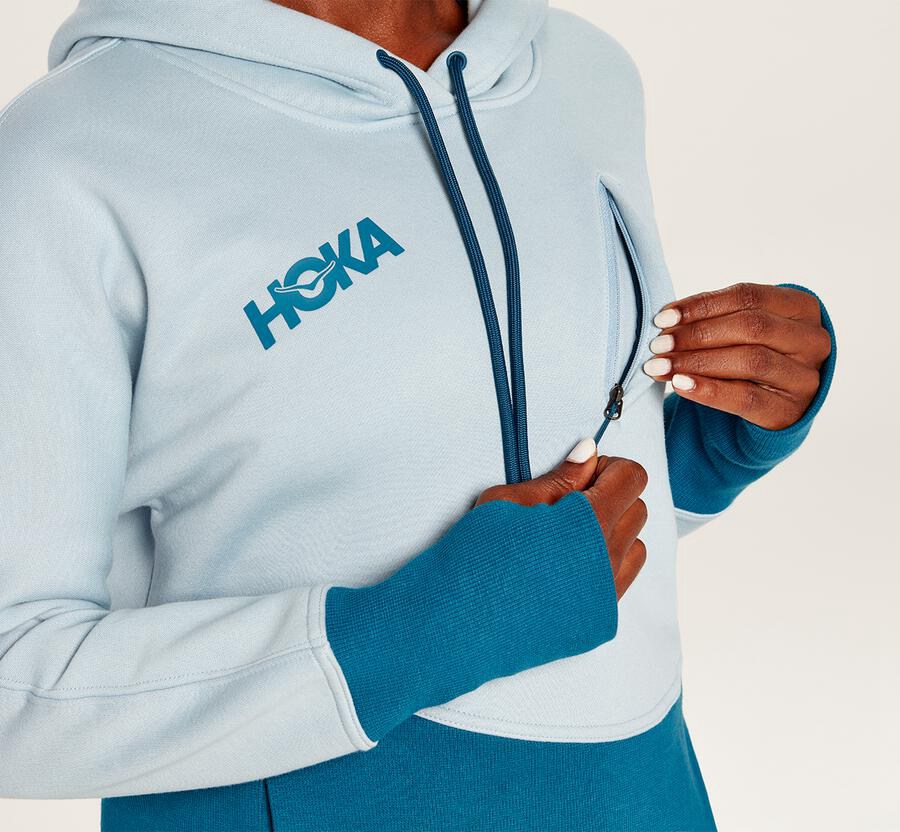 Hoodie Womens - Hoka One One Performance - Blue - UDKXLNR-71